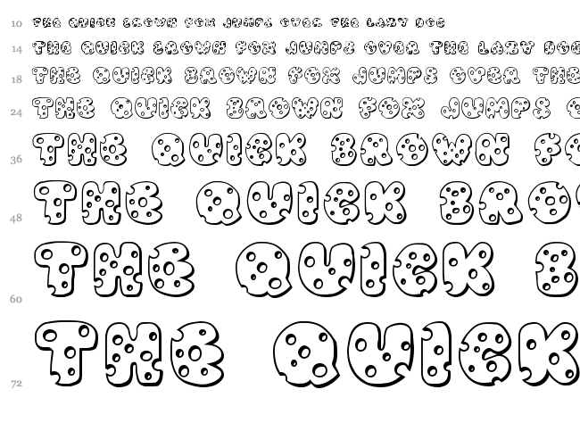 JI Swiss Cheese font waterfall